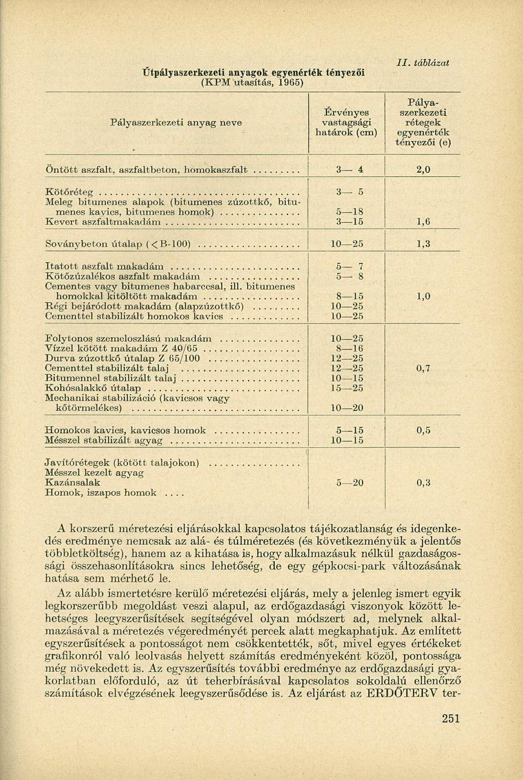 Űtpályaszrkzti anyagok gynérték tényzői (KP-M'utasítás, 1965) Pályaszrkzti anyag nv Érvénys vastagsági határok (cm) Pályaszrkzti rétgk gynérték tényzői () Öntött aszfalt, aszfaltbton, homokaszfalt 3