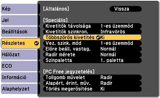 Függelék Válassza ki az Easy Interative Funtion elemet a Részletes opiónál d Válassza