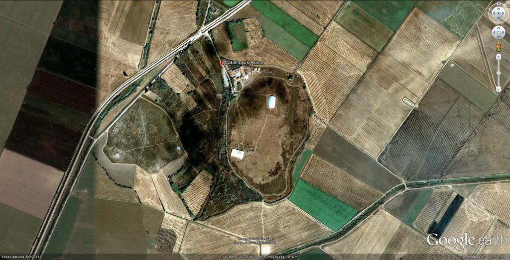 Çatal Höyük / Törökország / Konyai-síkság / folyóparti település / Kr.e. 6500 5650 / 2 halom (tell) / 12 Ha / 1(!) Ha feltárva / Templomkörzet(?
