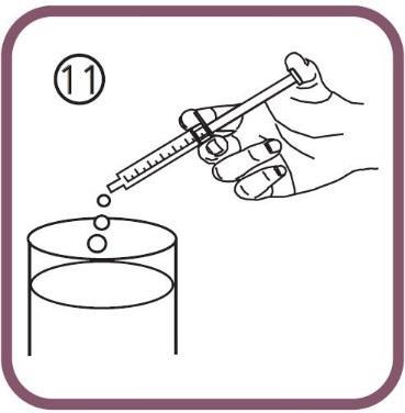 Lijek možete popiti na dva načina: - istisnite sadržaj štrcaljke u vodu (ili voćni sok) pritiskanjem klipa na dno štrcaljke za usta (slika 11) zatim ćete trebati popiti svu vodu (dodajte