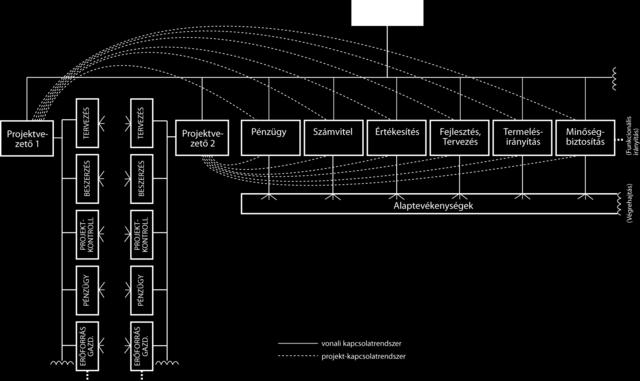 2. Projektre-orientált szervezet Jellemzői: a projektteljesítés tevékenységeit, egy erre a célra kialakított, külön szervezet irányítja, a projektmenedzser vezetése mellett.