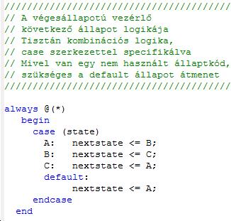 Állapotkódolás: A = 00, B = 01, C =10 (lehetne