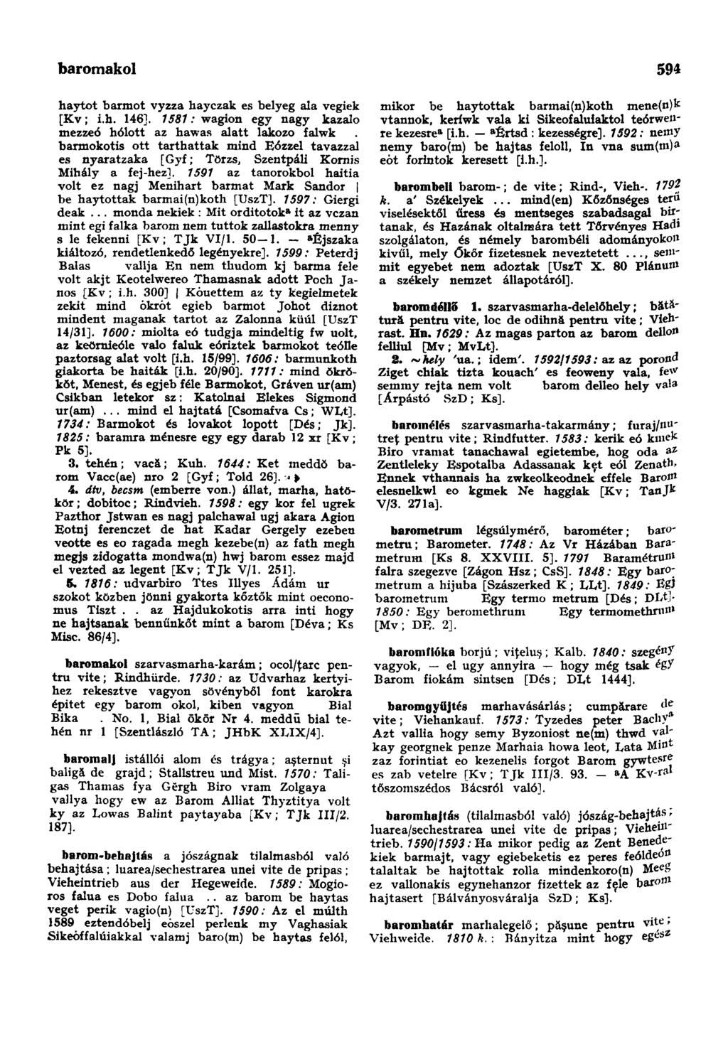 baromakol 594 haytot barmot vyzza hayczak es belyeg ala vegiek [Kv; i.h. 146].