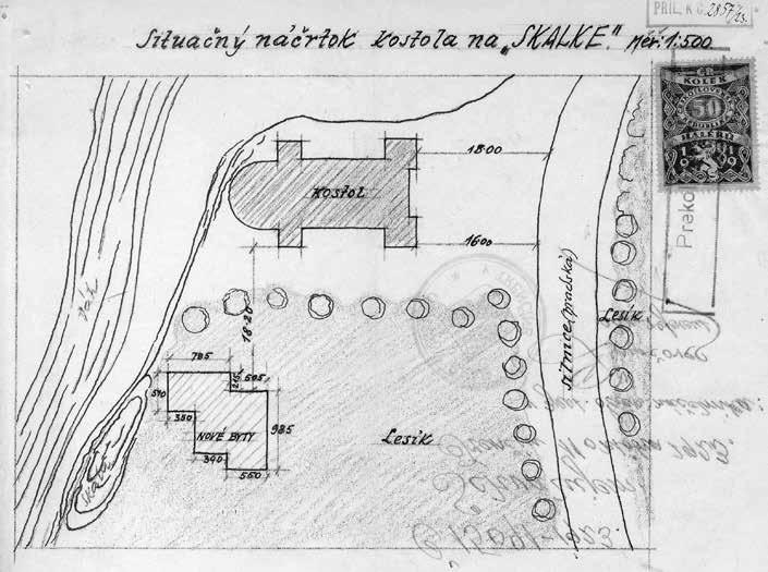 Jozef Marek (arch.) Ján Bleško (stav.): Situačný plán úpravy areálu na Malej Skalke, 1923. Zdroj a repro: Archív PÚ SR.