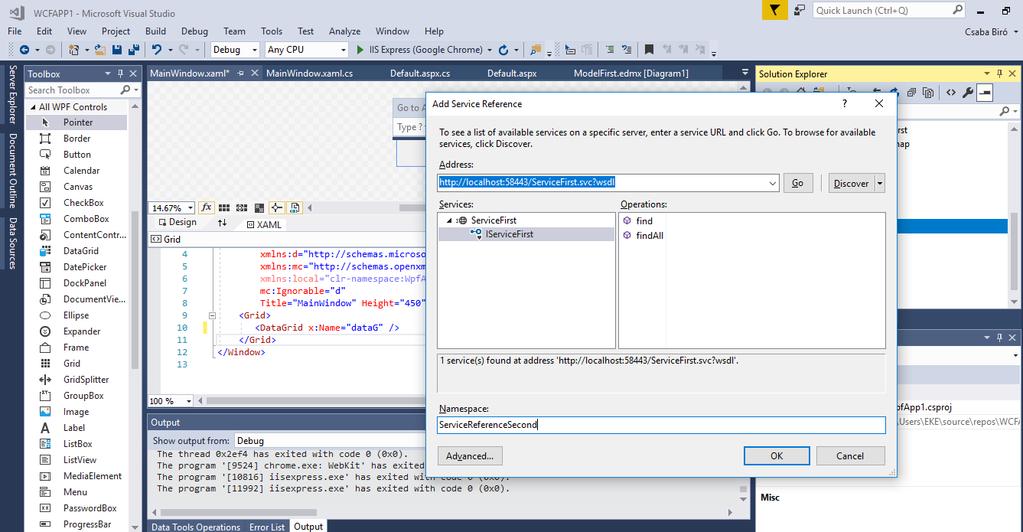 Ennek most más nevet adtam.. teljesen mind1 egyébként.. using WpfApp1.ServiceReferenceSecond; using WpfApp1.