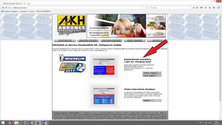 Az Abroncs Kereskedőház telephelyeire és a vidéki szervizhálózatba történő Internetes bejelentkezés leírása szezonális cseréhez.