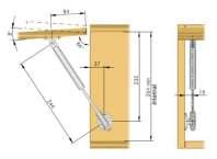 Több helyzetben megállítható gázrugó felnyíló ajtóhoz 135006 KRABY 164 gázteleszkóp 164mm/45N 135007 KRABY 164