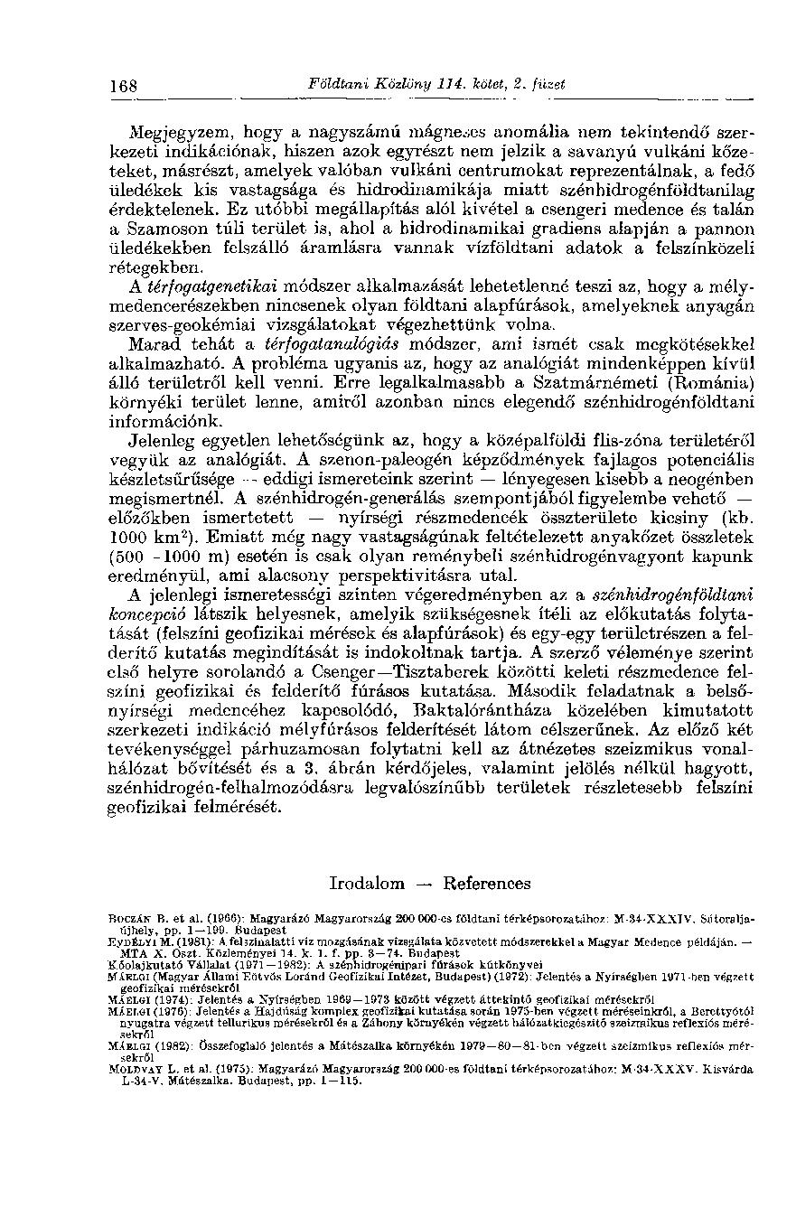 168 Földtani Közlöny 114. kötet, 2.