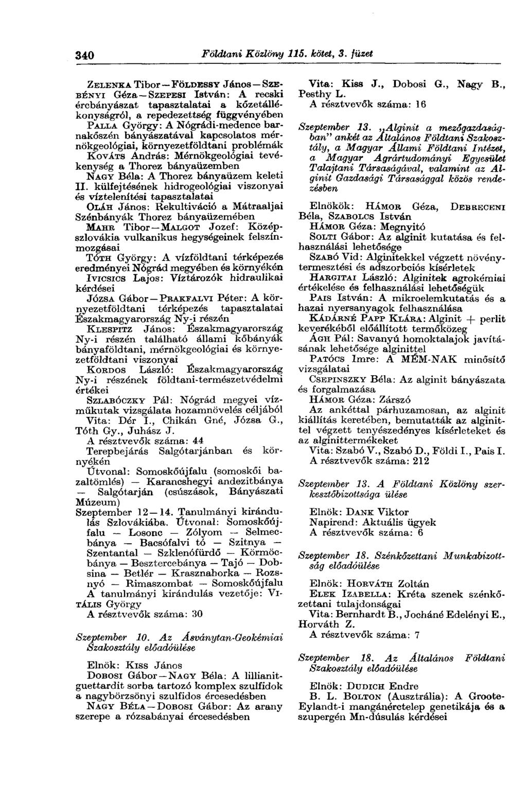340 Földtani Közlöny 115. kötet, 3.