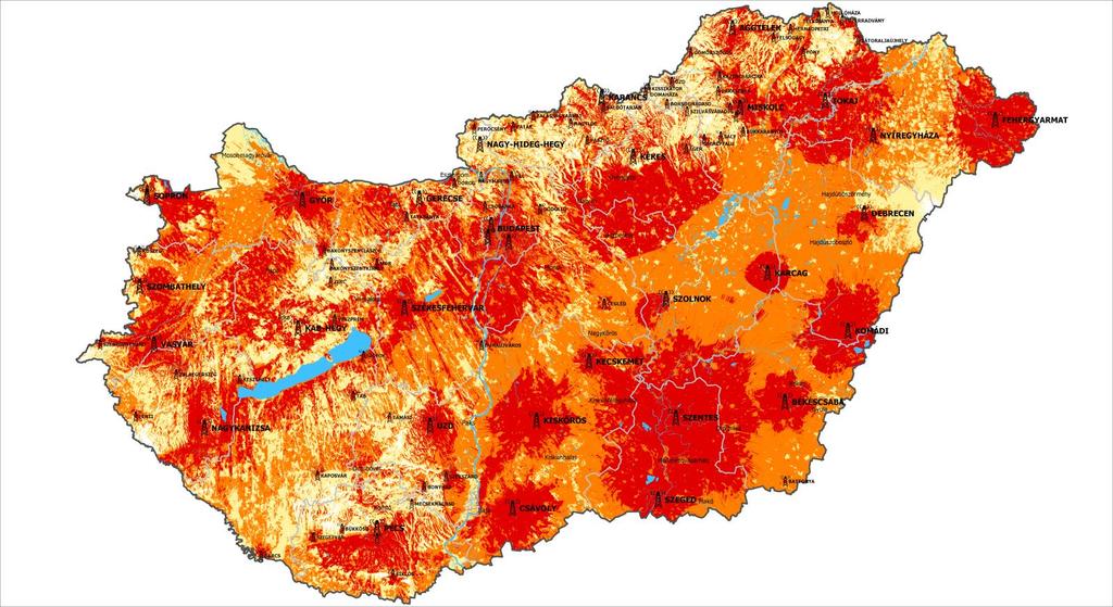 1. számú melléklet A szolgáltatás földrajzi területe Az alábbi tájékoztató jellegű térképen vétel-előrejelzési számítások alapján színessel jelöltük azokat a területeket, ahol az adókról sugárzott