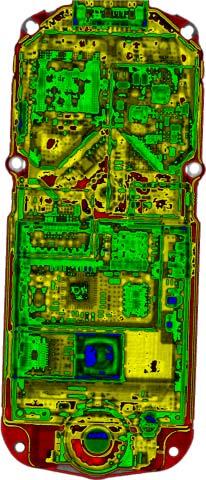 7 8 9 rendszám 5. ábra. A tömeggyengítési együttható a rendszám függvényében termikus neutronok, illetve 15 és 5 kev-es röntgenfotonok esetén. Többmodalitású leképezés 6. ábra. Egy mobiltelefon 15 kev-es röntgen (a), termikus neutron (c) és kompozit képe (b).