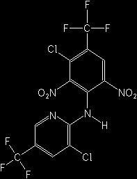 fluazinam CAS-szám 79622-59-6 IUPAC- 3-chloro-N-[3-chloro-2,6-dinitro-4-(trifluoromethyl)phenyl]-5- (trifluoromethyl)-2-pyridinamine EINECS 201-727-8 képlet:
