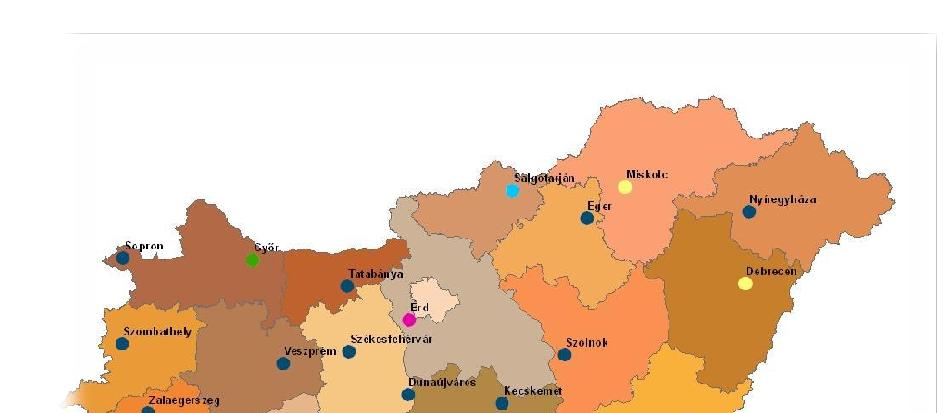 Területi forrásallokáció a TOP-ban - MJV-k szerinti bontásban Megyei jogú város Forrás (Mrd Ft) 1. Békéscsaba 13,23 2.