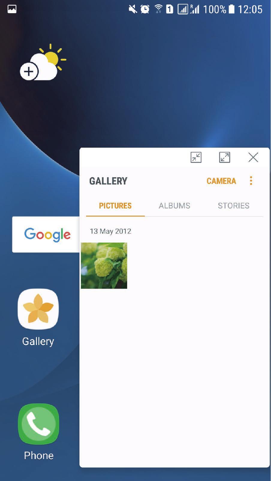 Felugró nézet 1 Érintse meg a Legutóbbi alkalmazások gombot a legutóbbi alkalmazások listájának megnyitásához.