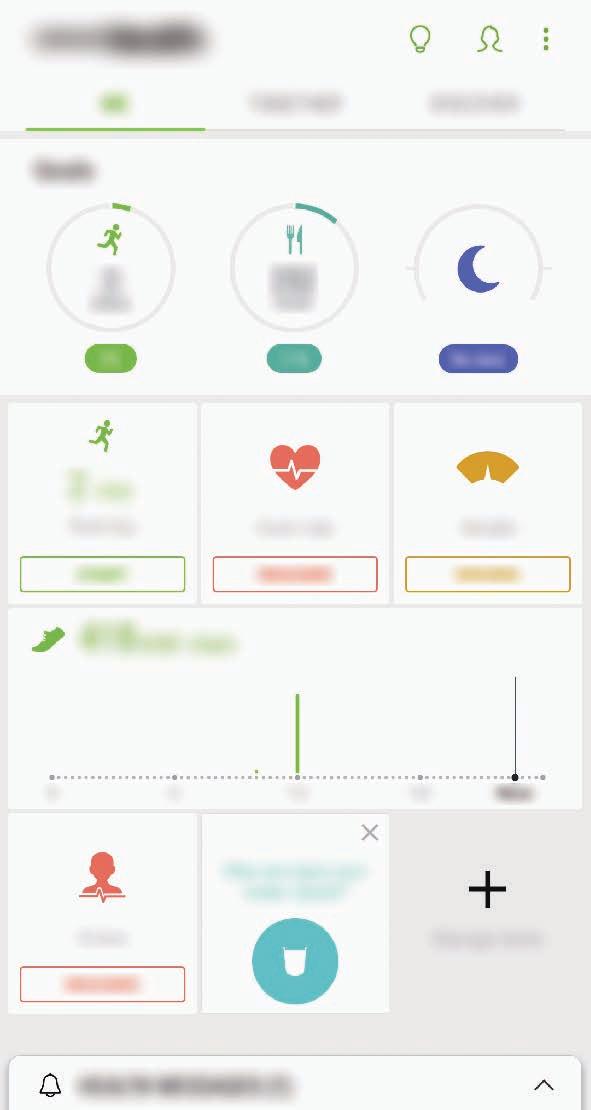 A Samsung Health használata Nyissa meg a Samsung mappát, és indítsa el a Samsung Health alkalmazást.