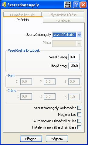 Szerszámtengely irányultságok