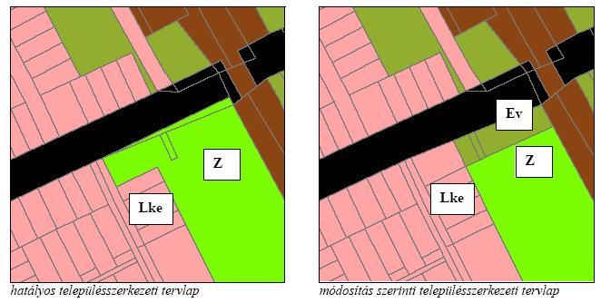 -6- Z zöldzóna érintett részének módosítása Lke kertvárosias lakózónára, amit a szomszédos telkek jelenlegi területfelhasználásához történő illeszkedés is indokol.