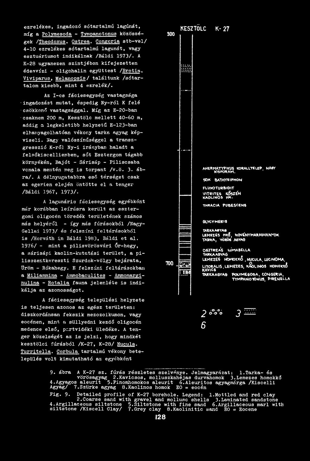 Az I-cs fáciesegység vastagsága ingadozást mutat, éspedig Ny-ról K felé csökkenő vastagsággal.