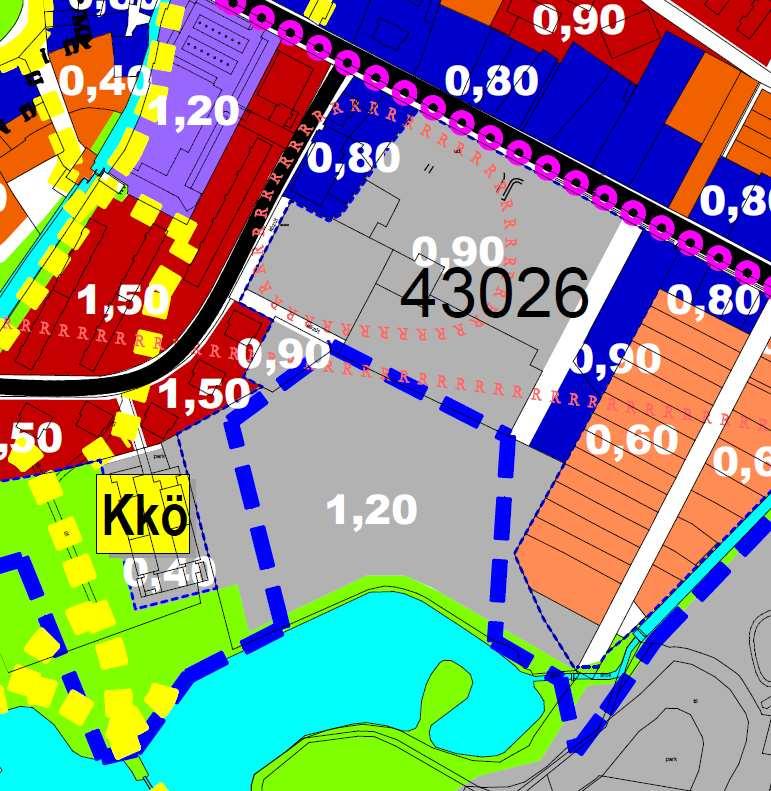 A javasolt építési övezet jele Ln-50558, azaz szabadonálló beépítési mód, adottságoktól függő a minimális telekterület, legnagyobb beépítettség 30 %, legkisebb zöldfelület mértéke 30 %, legnagyobb