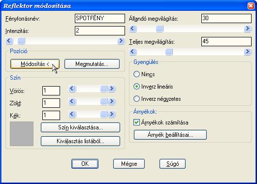 holdbéli táj) Távoli: csak irányával (és intenzitásával) jellemzett fényforrás (Distant) ereje a tárgyak