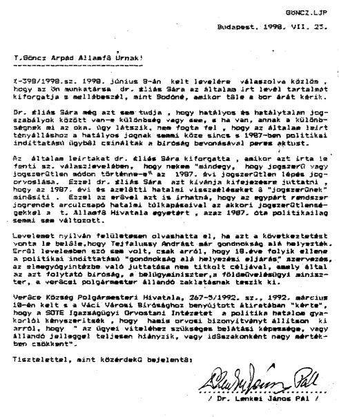 41./19 (belugyminiszteribunozes181108) Azt, hogy a váci bíró hamis idézésére a rendőrök 1997.