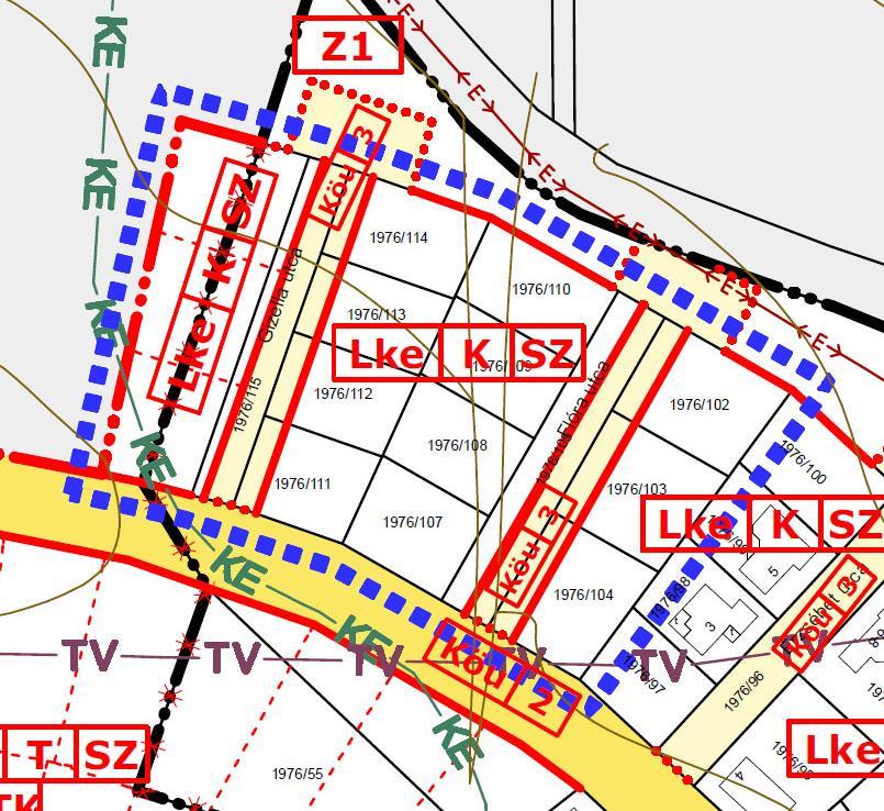 A Gizella és a Flóra utca szabályozási, és szerkezeti terven jelölt területének határa Közlekedési terület - a kialakult ingatlanhatárokhoz igazítandó. 16.