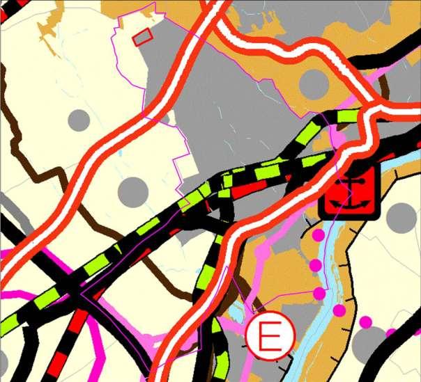 1.3.1. Országos Területrendezési Terv (OTrT) Az OTrT Érd Megyei Jogú Városra (lila kontúr) és ezen belül a tervezési területre (piros kontúr) vonatkozó rajzi (törvény rajzi mellékleteinek) és