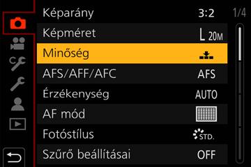 A gombbal válassza ki a kívánt beállítást, majd nyomja meg a [MENU/SET] gombot Kiválasztott beállítás Beállítások A beállítási módok az adott menüponttól függően változnak.
