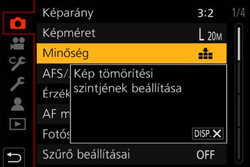 MENU/ ] gombot, amíg a felvételi vagy a lejátszási kijelző ismét meg nem jelenik Felvételkészítés közben a menüképernyőről az expozíciós gombot félig lenyomva is kiléphet.
