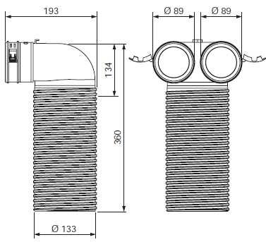 - - 0020180883 Csatlakozó adapter 90, Ø75/62 mm Flexibilis levegőcső és osztó/gyűjtő vagy fali/padló csatlakozó bekötésére alkalmas, tömítésekkel és  63 0,75 0020176829 Talapzat nélküli könyök,