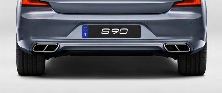 A karosszéria színére fényezett hátsó diffúzor tökéletesen harmonizál az S90 formatervével, kihangsúlyozva a modellből sugárzó, sportos fényűzést.