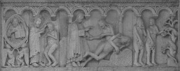 Compito 3. 3/a.) Nella foto seguente si vede il rilievo del maestro Wiligelmo che è parte del fregio della facciata di Modena. A quale stile storico si può collegare quest opera?. 3/b.