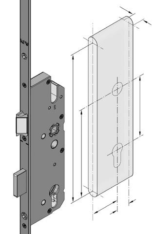 Viseljen védőszemüveget 2 E Mart zseb főzárhoz [] 6,0 mm [2] 234,0 mm [3] 37,0 mm [4] 7,5 mm + mm [5] Kilincstengely távolság [E] Távolság 3 94