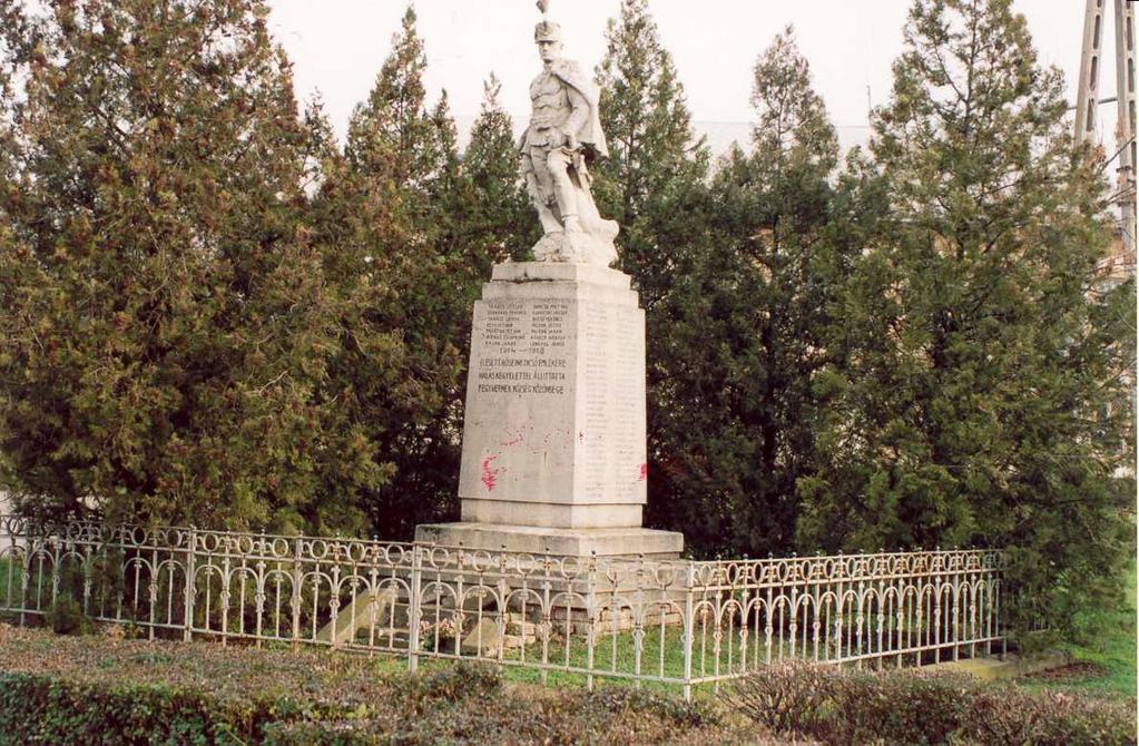 Sorszám: 29. A védendő objektum megnevezése: I. világháborús emlékmű Vizsgálat ideje: 2002. augusztus hó Címe: Felszabadulás u. Helyrajzi szám: 1544.