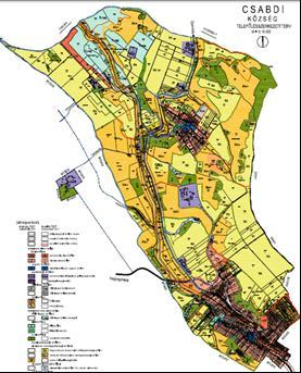 TERVEZÉSI TERÜLET ÉS TERVEZÉSI FELADATOK: TERVEZÉSI TERÜLET A 615 HRSZ TERÜLET: Csabdi Község közigazgatási területének középső részén, a központi belterület északi határán, az Ady Endre utca mentén