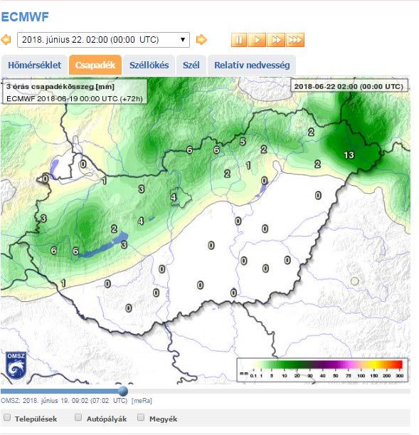 Előrejelzések az OMSZ honlapon (3) Térképes