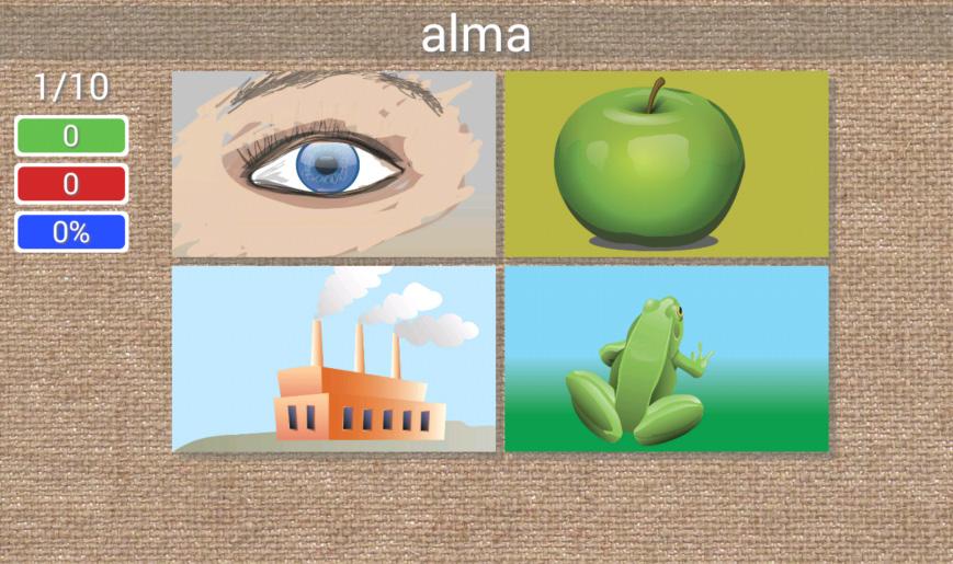 IKT-alkalmazások a nyelvi fejlesztés szolgálatában A feladattípusok: Betűkből szavak szintézise A kép alatt megjelennek betűk, melyeket helyes sorrendbe kell raknia a gyermeknek.