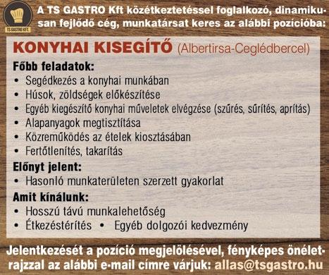 Munkavégzés: egy műszakos munkarendben, H-Pig. Munkába járás biztosított. Jelentkezés: +36 20 407 3556 TELEPHELYI rakodáshoz kézi a n y a g m o z g a t ó k o l l é g á t k e r e s ü n k.