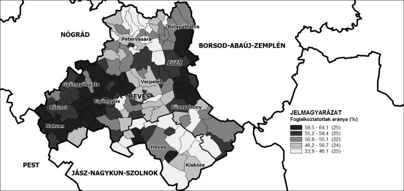 Hatvan) Az egyetemi, főiskolai oklevéllel rendelkezők aránya jól mutatja a felsőoktatási intézményekkel bíró városok (Eger és Gyöngyös) központi szerepét.