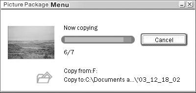 Zobrazia sa ikony klávesovej skratky pre Picture Package Menu a Picture Package destination Folder. h Vyberte CD-ROM.