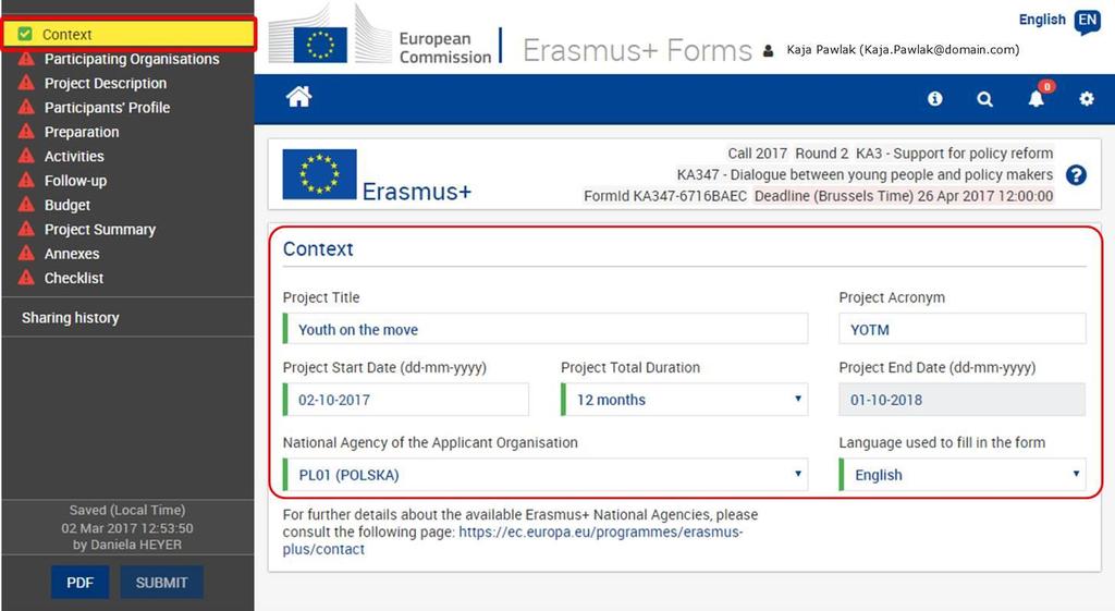Amint minden információ rögzítésre került, minden mező zöld színnel lesz jelölve.