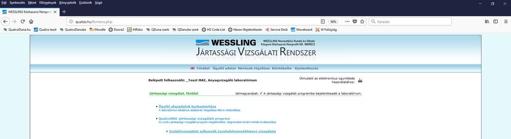 A jelentkezési lap kitöltése A QualcoMAE jártassági vizsgálatok honlapján felhasználónevünk és jelszavunk segítségével lépjünk be az Elektronikus ügyintézés menüpontba.