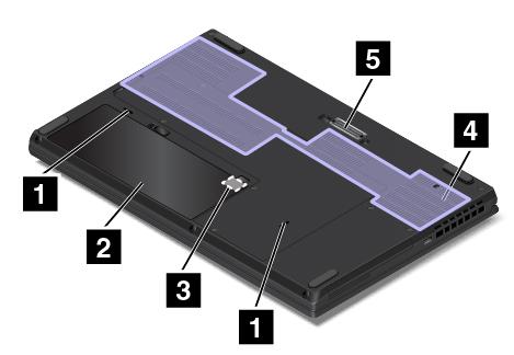 5 Tápcsatlakozó A számítógépet a hálózati csatlakozón keresztül csatlakoztassa a hálózati tápellátáshoz. Alulnézet 5.