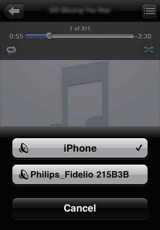 5 Lejátszás 3 Válassza ki az AirPlay listából a Philips_ Fidelio XXXX alkalmazást (vagy a felhasználóra szabott nevet).