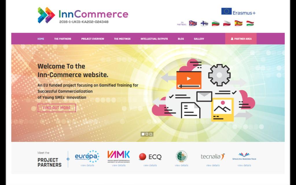 4. Inn-Commerce források: Projekt weboldal és játékosítási platform Az Inn-Commerce weboldal a projekttel kapcsolatos információk fő forrása.