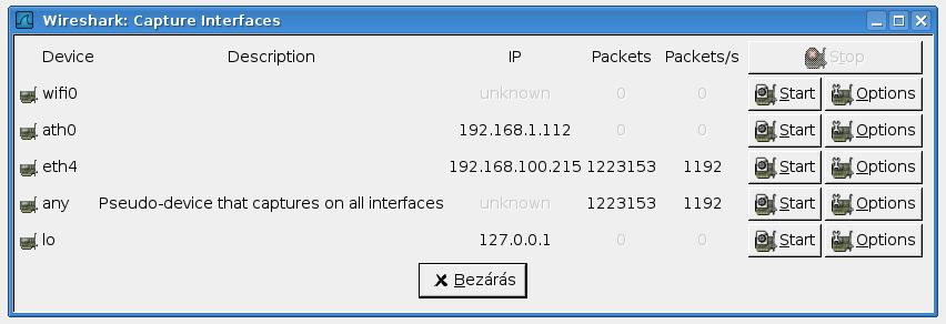 Nézzük át a wireshark kezelőfelületét.