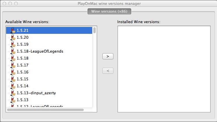 selezionare Manage Wine versions.