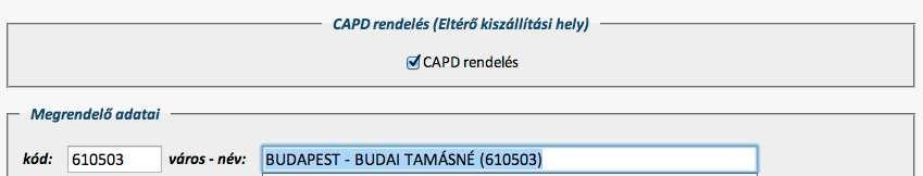 Hasonló módon lehetőség van a helység adatok alapján kiválasztani a megrendelőt. A megrendelő kódja bármikor megváltoztatható, akár tételek rögzítése közben is.