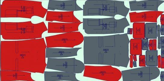 ábra Részletrajz Alkatrészrajz: a termék összeállításához szükséges alkatrészek rajza a szabásminta alapján, jelzéseket, jelöléseket, utasításokat