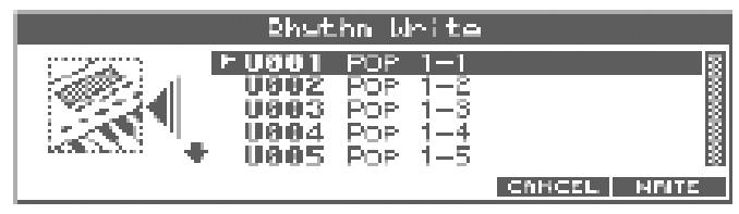 Az el állított Rhythm Pattern elmentése (Write) Az általunk készített ritmus pattern-ek ideiglenesek; a készülék kikapcsolásakor, vagy egy másik pattern kiválasztásakor törl dnek.